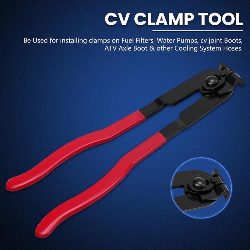 DikTalk CV Boot Clamp Pliers Kit,Electrical Disconnect Pliers Fuel Filter Caliper with 10PCS Stainless Steel CV Boot Band Clamps - Image 3